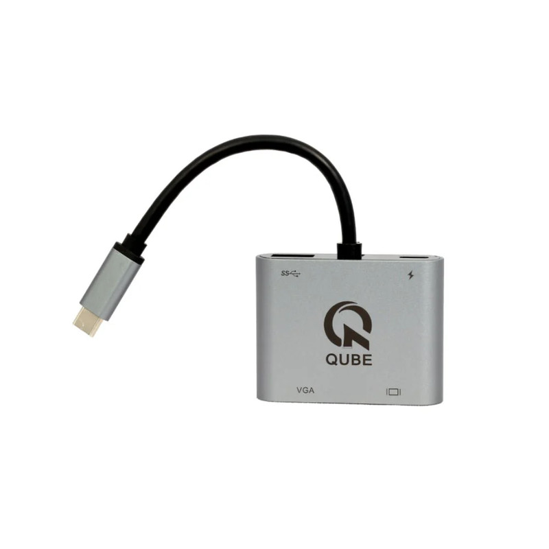 Qube AD 4in1 USB-C Hub N22001 - Gray - محول